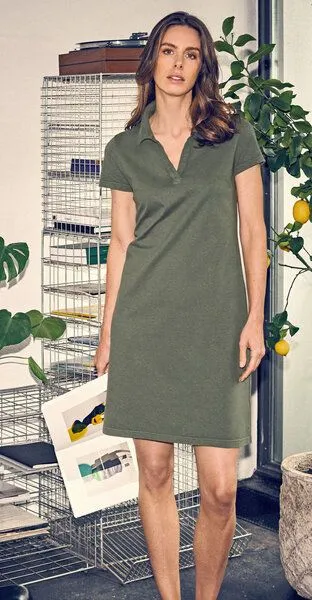 HempAge HempAge Kurzarmkleid mit Polokragen Hanf/Biobaumwolle, Moss (grün), – Produktbild 4 von 4