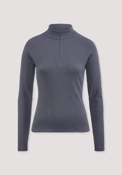 hessnatur hessnatur Longsleeve Fitted BETTER RECYCLING aus Bio-Baumwolle, Schieferblau, – Produktbild 4 von 4