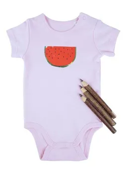MelaDi Meladi Kinder Baby-Body aus Biobaumwolle - Melone auf Pink – Produktbild 1 von 1