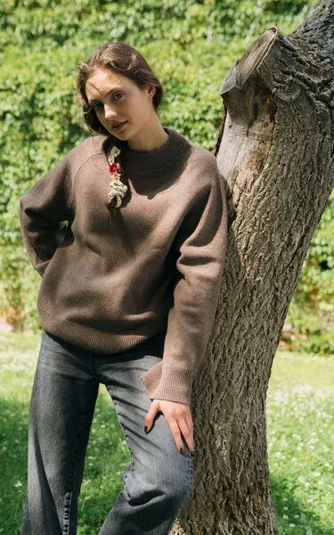 Kopyto Kopyto BARIBAL - Damen Oversize Boxy Stickpullover aus Merino-wolle RWS- zertifiziert, Braun, – Produktbild 4 von 4