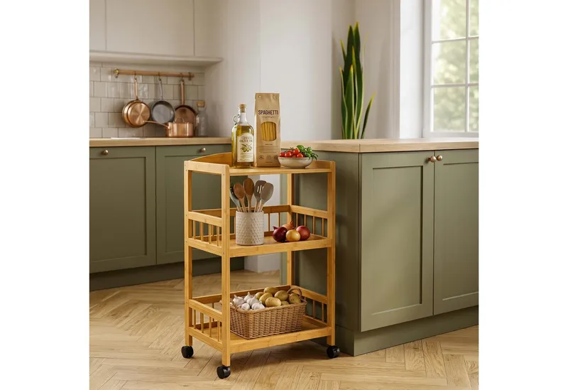 RELAXDAYS RELAXDAYS Küchenwagen Servierwagen Bambus, (1 St), Braun, – Produktbild 2 von 5