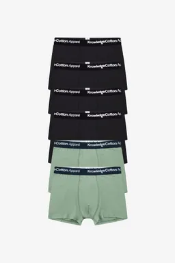 KnowledgeCotton Apparel KnowledgeCotton Apparel Herren vegan 6er-Pack Boxershorts Lily Pad Grün/Schwarz – Produktbild 1 von 1