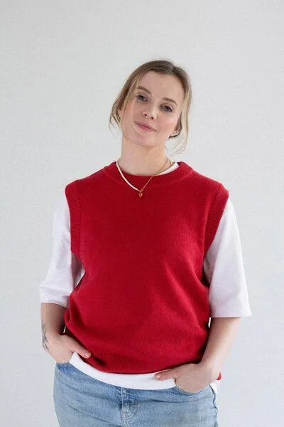 Kopyto Kopyto PUMA - Pullunder Damen Weste aus Wolle 100% Merinowolle RWS, Rot, – Produktbild 5 von 7