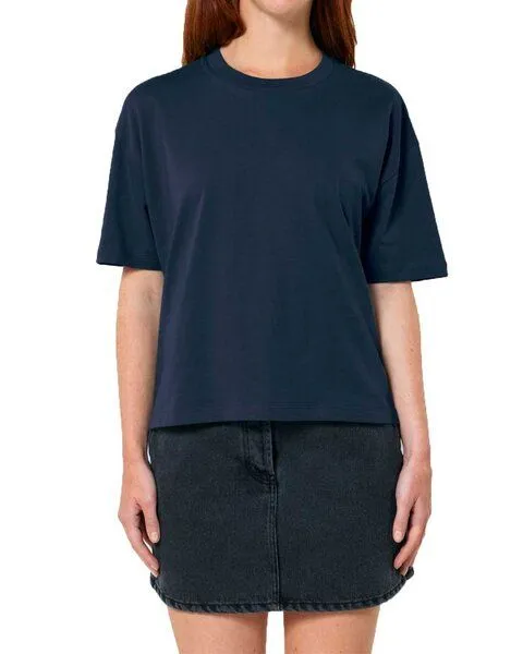 YTWOO YTWOO Damen Boxy T-Shirt aus Bio-Baumwolle, Navyblau, – Produktbild 1 von 3