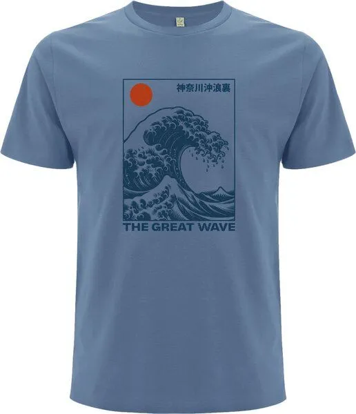 Spreecult Spreecult Die große Welle - Bio und Fair - Männer Unisex T-Shirt - The Great Wave, Helles blau, – Produktbild 2 von 2