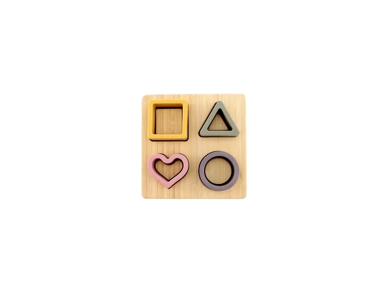 Nuby Nuby Steckspiel aus Silikon und Holz Maße 12 x 12 x 4 cm, Mehrfarbig, – Produktbild 1 von 2