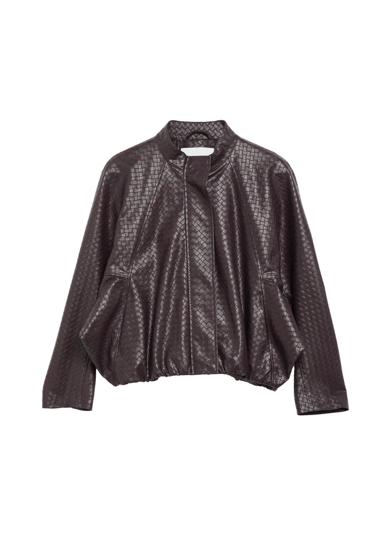 comma comma Fake Leather Jacke mit Ballonsaum, Lila, – Produktbild 1 von 3