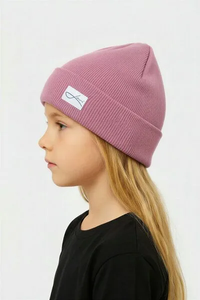 Lou-i Lou-i Kindermütze mit Umschlag Merinowolle Beanie, Rosa, – Produktbild 2 von 3
