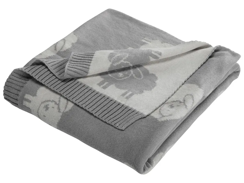 HANS NATUR HANS NATUR Babydecke Baumwolle, Schäfchen Maße 80 x 100 cm, Grau, – Produktbild 1 von 2