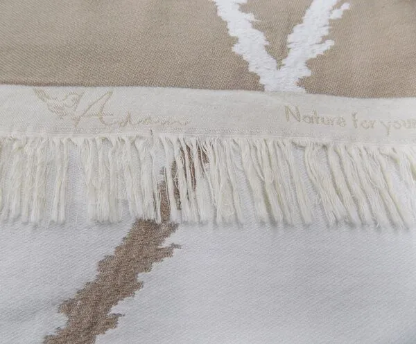 Nature by Adam Nature by Adam Wohndecke aus 100% Bio-Baumwolle - Made in Germany - Casket Valdelana, Beige-weiß, – Produktbild 1 von 2