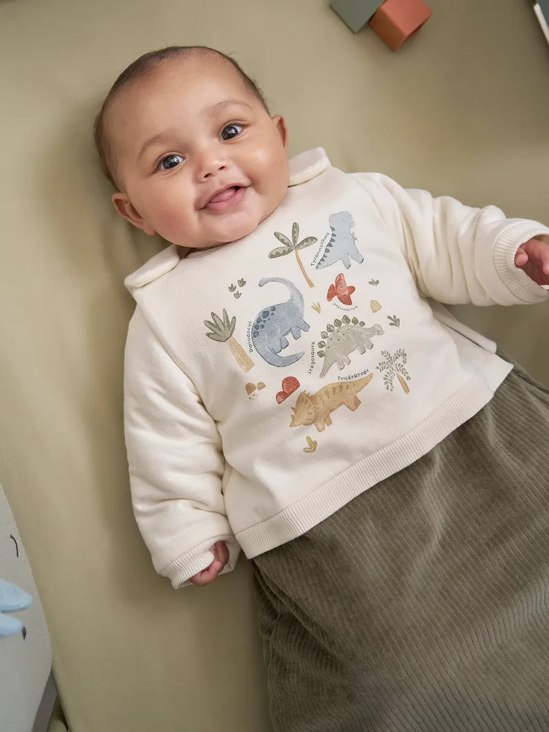 Vertbaudet Baby Winterschlafsack MINISAURUS mit abnehmbaren Ärmeln TOG 3, Olivgrün, – Produktbild 1 von 4