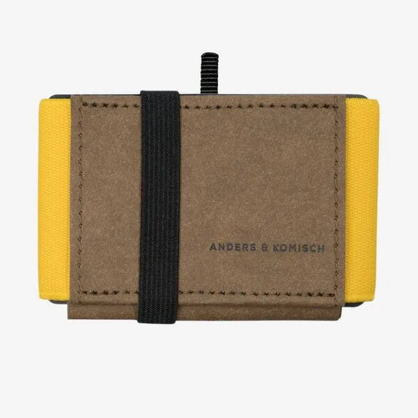ANDERS & KOMISCH ANDERS & KOMISCH Mini Pro Slim Wallet mit Münzfach - Kleines smarte Portemonnaie Braun, Gelb, – Produktbild 1 von 4