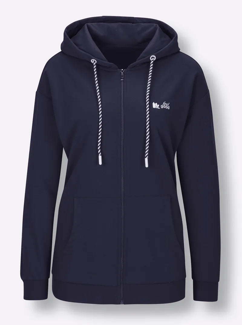 feel good Sweatjacke, Marine-weiß, – Produktbild 1 von 2