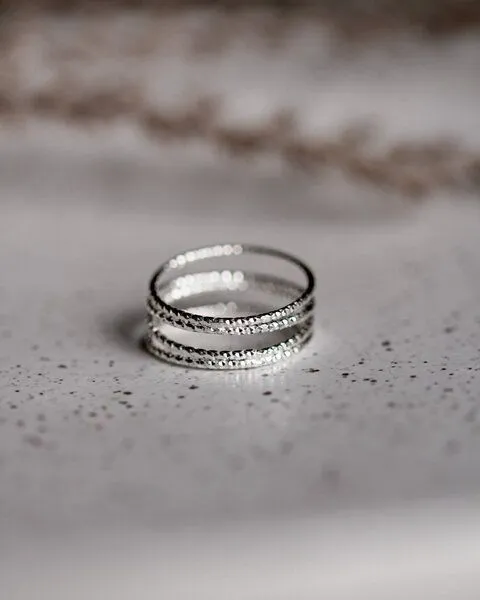 lille mus lille mus Ring 'Loop Glitzer' 925, Silber, – Produktbild 3 von 4