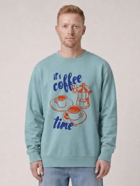 watapparel watapparel Sweatshirt Unisex Its coffee time, Brown, – Produktbild 2 von 2