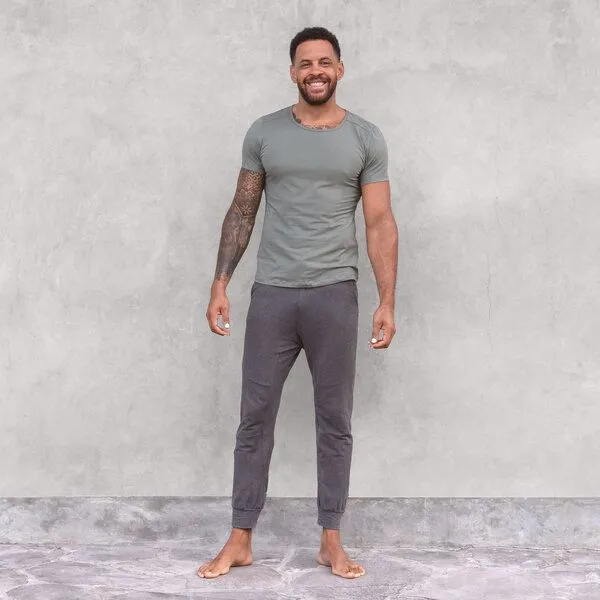 Jaya Jaya ROCKY UNI - Männer - körpernahes T-Shirt für Yoga aus Biobaumwolle, Agave/grün, – Produktbild 4 von 4