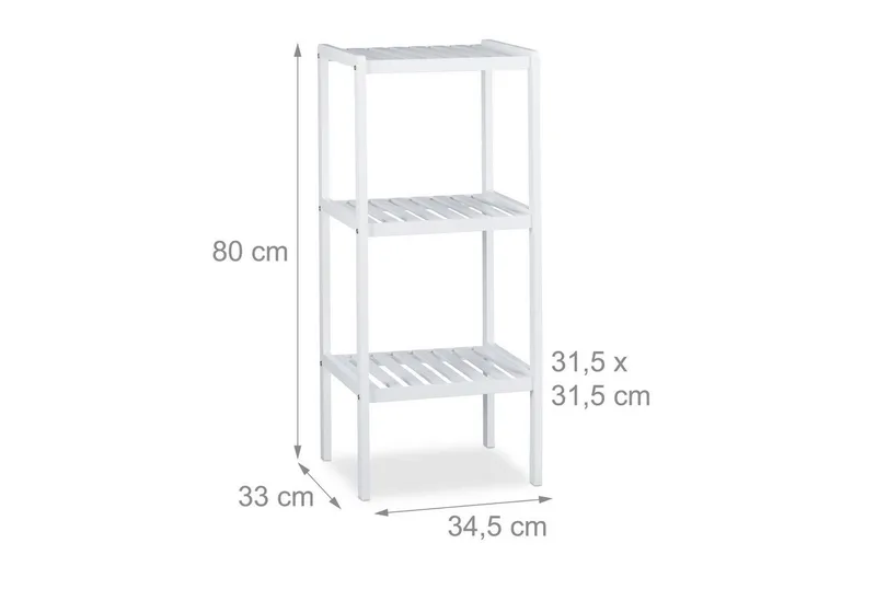 RELAXDAYS RELAXDAYS Badregal Bambus Badregal mit 3 Ablageflächen, 1-tlg., Weiß, – Produktbild 3 von 4