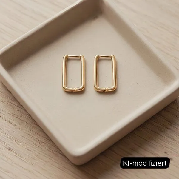 ELEKTROPULLI ELEKTROPULLI Geschlossene Rechteck Creolen ca. 20 mm x 13 mm, Gold, – Produktbild 2 von 3