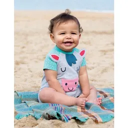 Frugi Frugi Spielanzug Pony - Smiley Summer Romper Grey/Marl/Pony – Produktbild 1 von 1