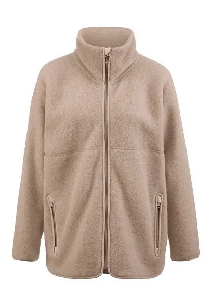 hessnatur hessnatur Wollfleece Jacke Oversized aus reiner Bio-Merinowolle, Sand, – Produktbild 4 von 5