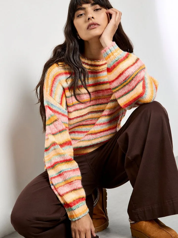 Apricot Apricot Streifenpullover Rundhalspullover mit bunten Streifen, Gelb, – Produktbild 1 von 5