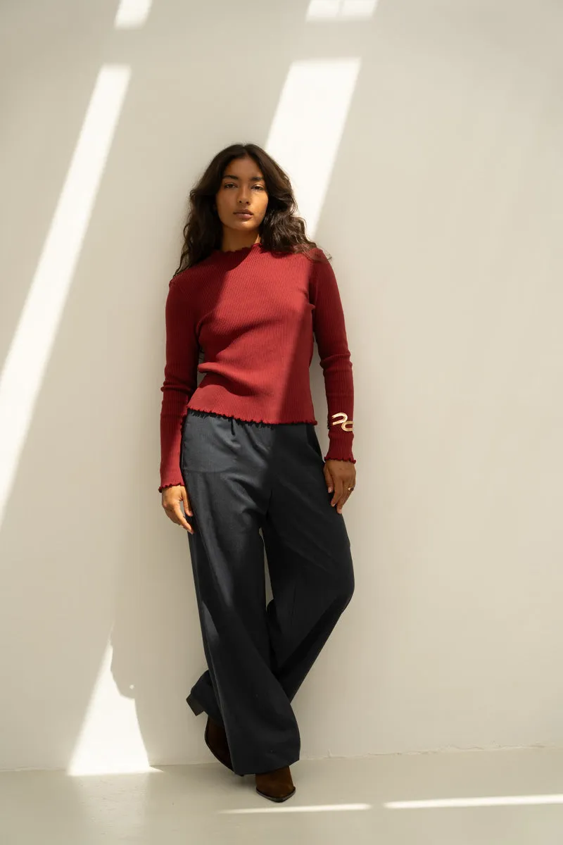 Näz Näz Damen vegan Rollkragenpullover Ava Bordeaux, Dunkelrot, – Produktbild 2 von 2