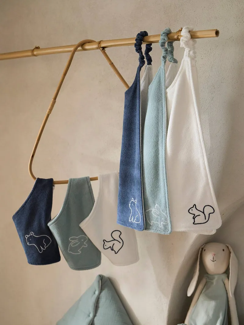 Vertbaudet 3er-Pack Baby Schlupflätzchen BASIC, Pack graublau waldfreunde, – Produktbild 1 von 4