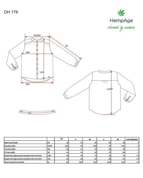HempAge HempAge Feminine Stehkragenbluse Hanf/Biobaumwolle, Curry (gelb), – Produktbild 3 von 4