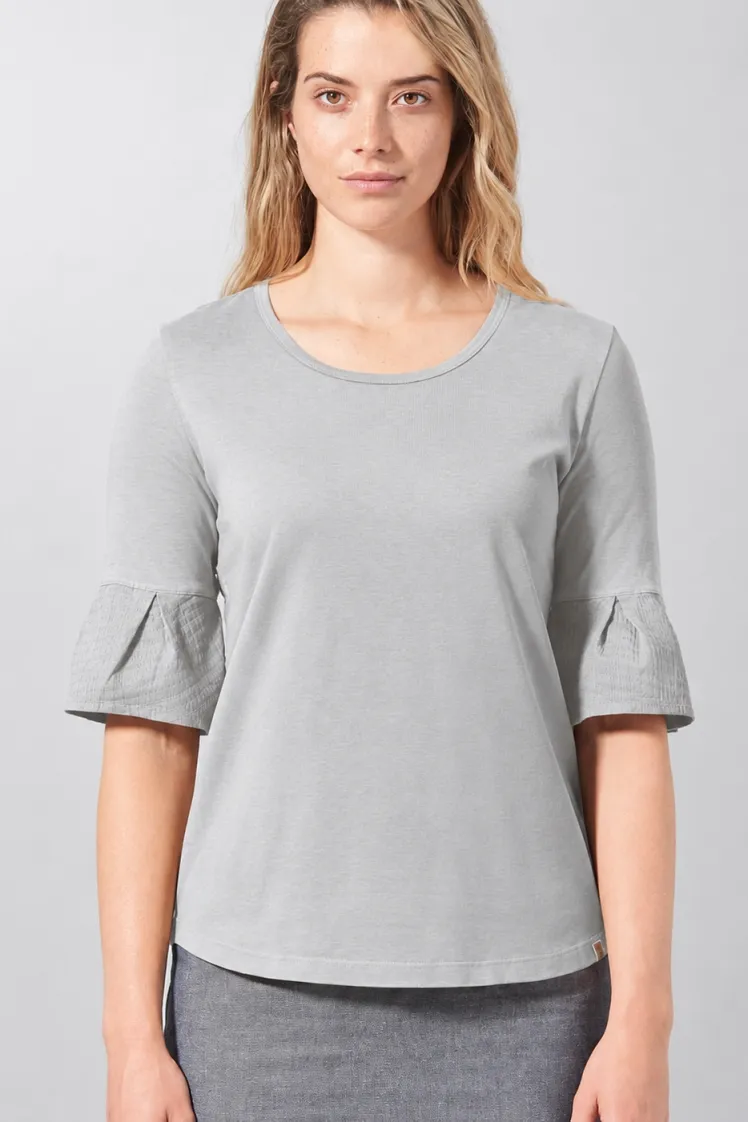 HempAge Hempage Damen vegan T-Shirt Mit Glockenärmeln Quarzgrau, Grau, – Produktbild 1 von 2