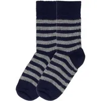 hirsch natur Damen Socken Bio-Schurwolle marine-grau geringelt Gr. 42-43 – Produktbild 1 von 1