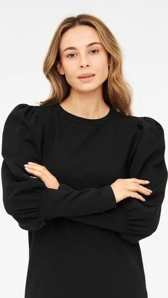 WiDDA berlin WiDDA berlin KOILE schwarzes Sweatkleid mit Puffärmeln aus Bio-Baumwolle – Produktbild 2 von 3