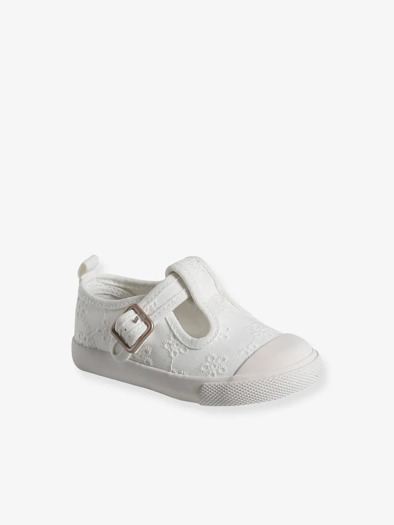 Vertbaudet Vertbaudet Baby Stoff-Sandalen, Wollweiß, – Produktbild 1 von 4