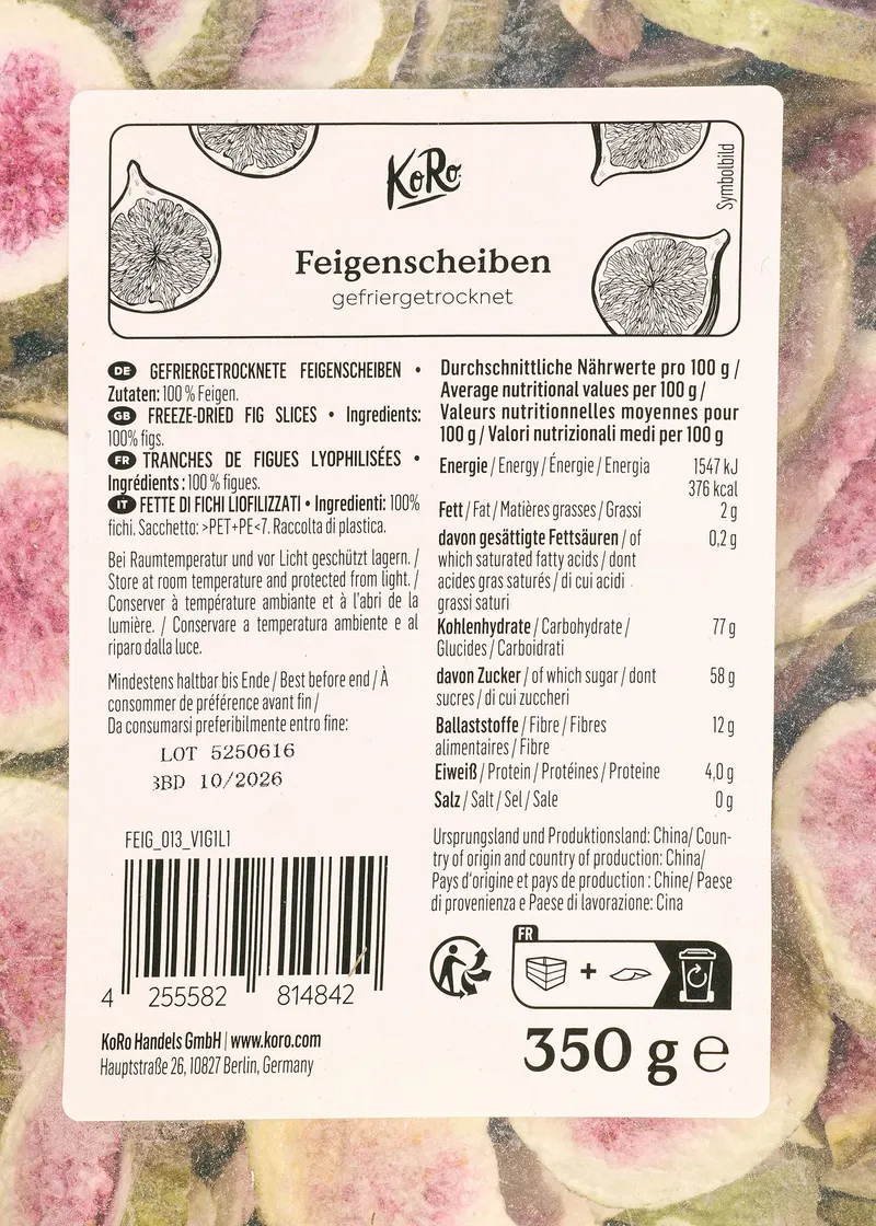 KoRo Gefriergetrocknete Feigenscheiben 350 g – Produktbild 5 von 5