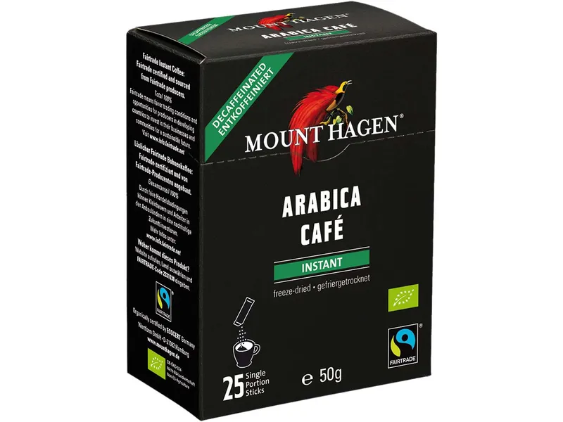 Mount Hagen Mount Hagen Bio-Instantkaffee, in Portionsbeutel, entkoffeiniert, 25 x 2 g – Produktbild 1 von 1