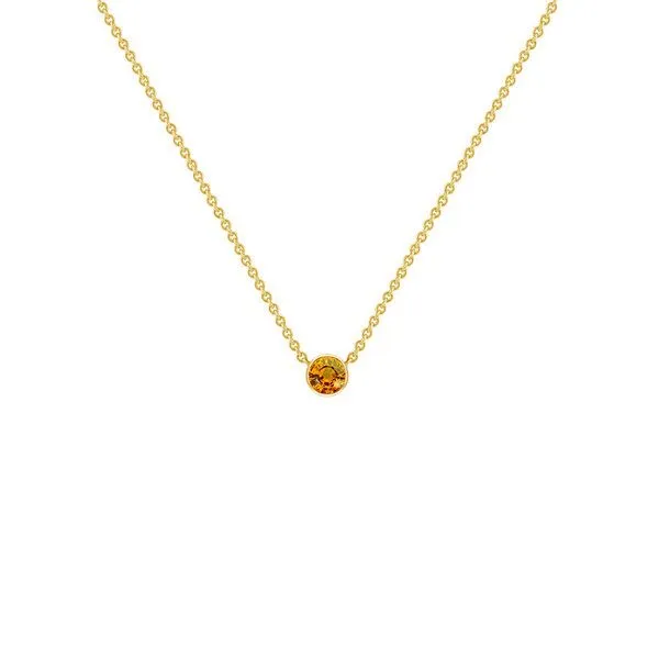 Eppi Eppi Silberne minimalistische Kette mit einem Padparadscha Saphir Glosie, Gelb, – Produktbild 1 von 2