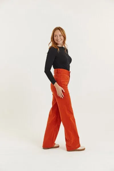Flax and Loom Flax and Loom Tencel-Baumwoll Jeans Straight Fit Modell: Dinah, Burnt orange, – Produktbild 5 von 6