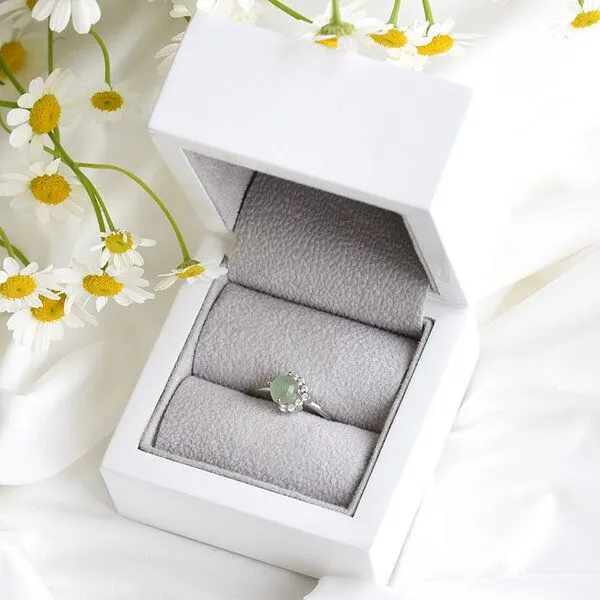 Eppi Eppi Goldener Ring mit Avanturin und Diamanten Zaray, Weiß, – Produktbild 4 von 4