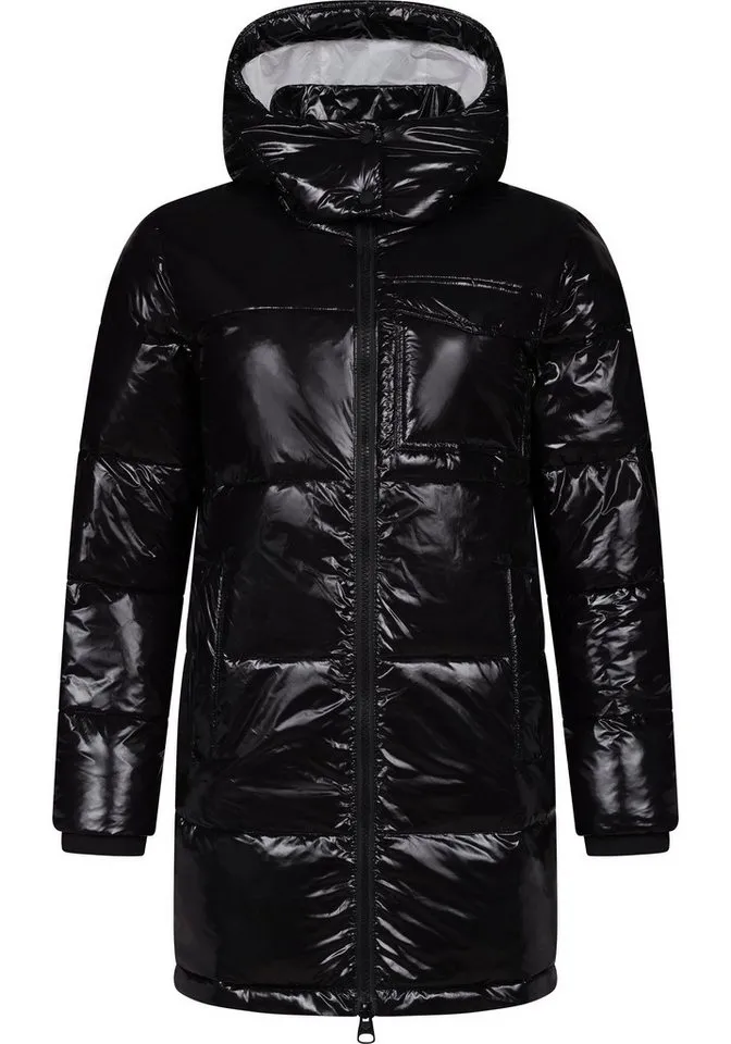 ragwear ragwear Wintermantel Roobie Long super stylischer, gänzender Damen Steppmantel, Schwarz, – Produktbild 4 von 5