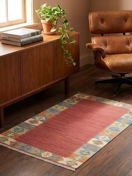 Rugtales Kelim Gashgai Rot „Rugtales“ aus Schurwolle, 102x150 cm, Rot, – Produktbild 2 von 4