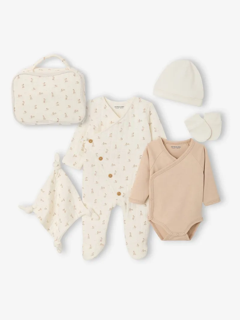 Vertbaudet 6-teiliges Geschenk-Set für Neugeborene personalisierbar, Wollweiß, – Produktbild 1 von 4