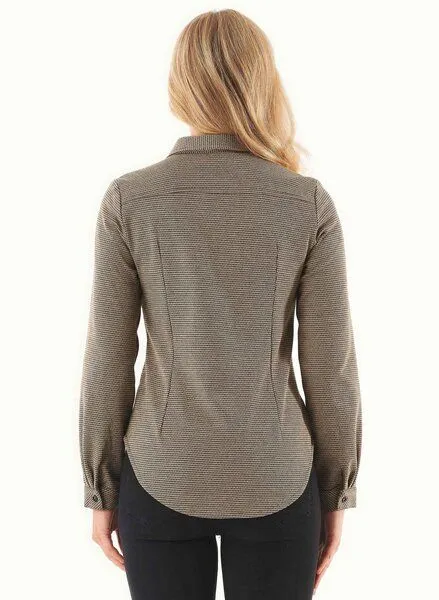 ORGANICATION ORGANICATION Hemdbluse aus Bio-Baumwolle-Mix mit Hahnentrittmuster, Braun(black/camel), – Produktbild 4 von 4