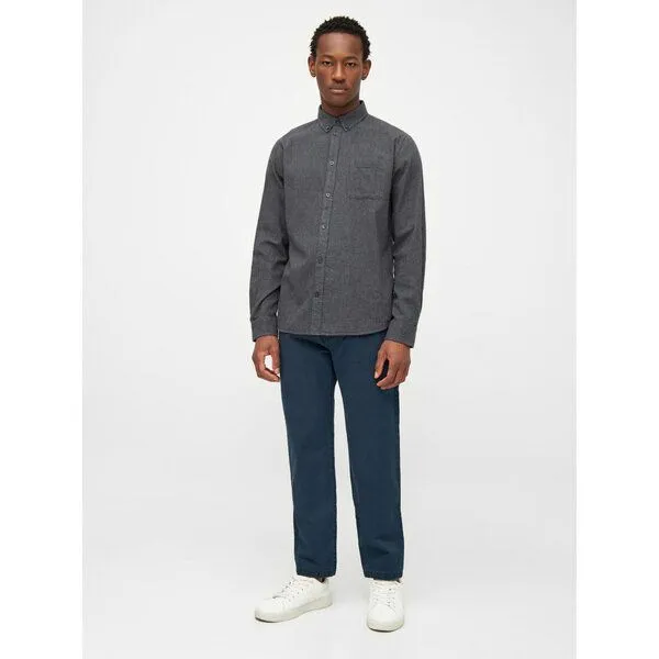 KnowledgeCotton Apparel KnowledgeCotton Apparel Flanellhemd- Elder Regular Fit - aus Biobaumwolle, Grau (dark grey melange), – Produktbild 3 von 4