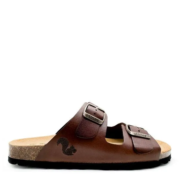 thies thies ® Eco Sandalen aus vegetabil gegerbtem Leder, Dark brown (dunkelbraun), – Produktbild 1 von 4