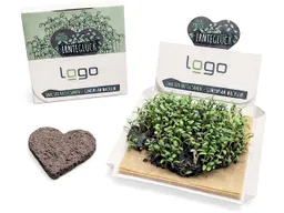 Bio-Kresse-Herz "Ernteglück" inkl. Pflanzschale, torffrei, inkl. 1-4-farbigem Aufdruck – Produktbild 1 von 1
