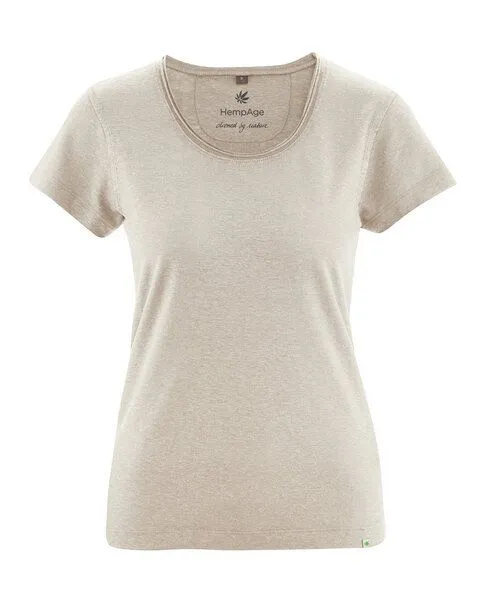HempAge HempAge Damen T-Shirt mit Rollsaum Hanf/Bio-Baumwolle, Distel (natur), – Produktbild 1 von 4