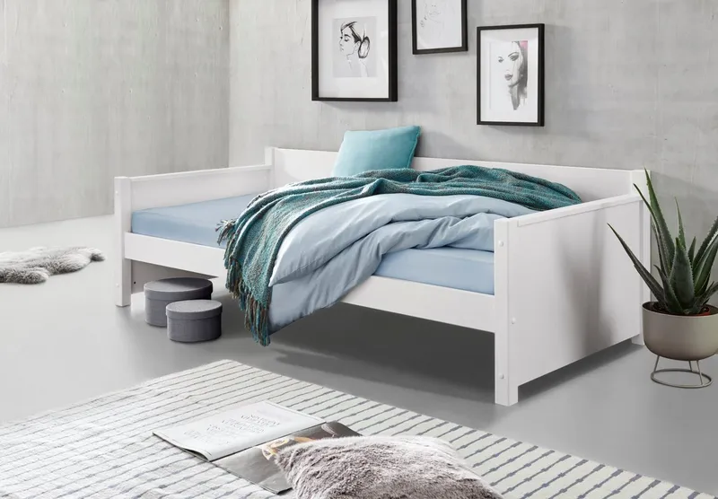 OTTO home Daybett "TIPO " zertifiziertes Massivholz, Gästebett, platzsparend, Option für 2. Schlafgelegenheit, Weiß, – Produktbild 2 von 5