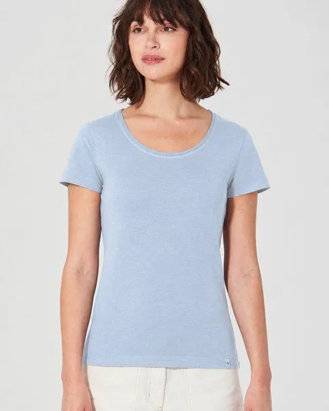 HempAge HempAge Damen T-Shirt mit Rollsaum Hanf/Bio-Baumwolle, Clear sky, – Produktbild 1 von 4