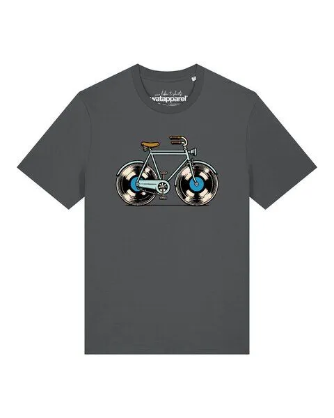 watapparel watapparel T-Shirt Unisex Fahrrad Schallplatte, Anthracite, – Produktbild 1 von 2