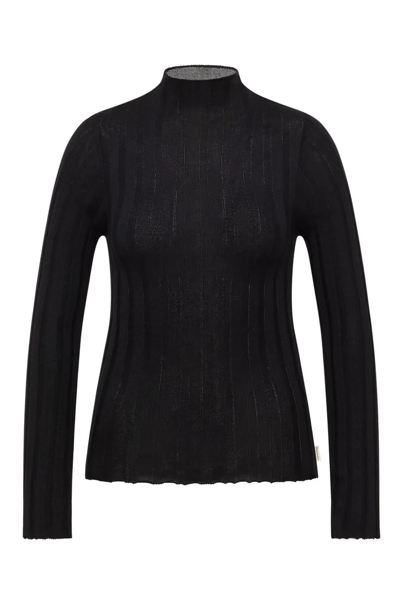 Tranquillo Oberteil aus Carool aus EcoVero-Rippstrick - black / L – Produktbild 1 von 2