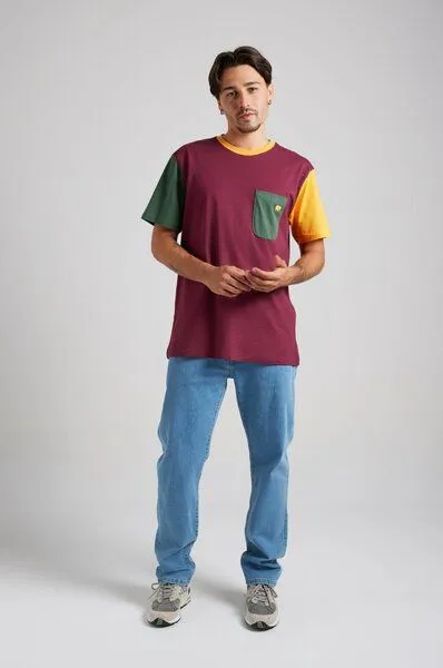 Trendsplant Trendsplant Organic Pocket Color Block T-Shirt Burgundy, Rot, – Produktbild 4 von 4